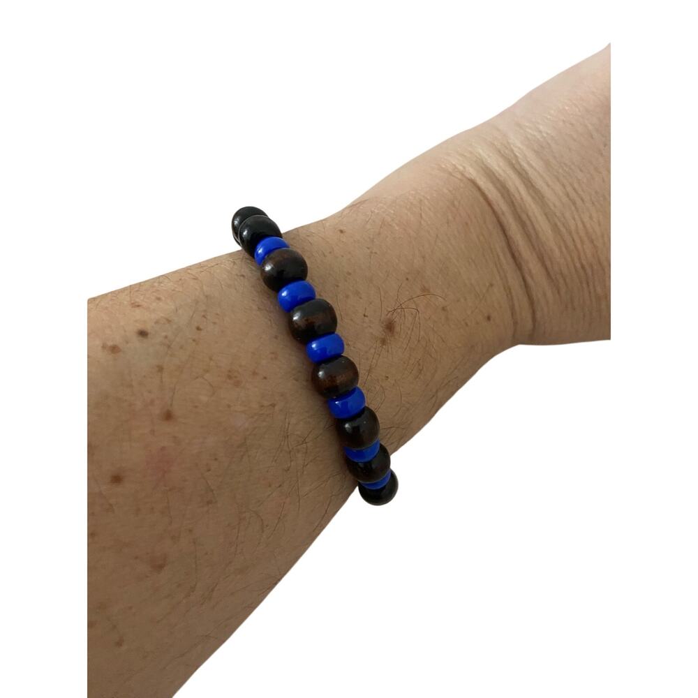 dark brown wood bead bracelet handmade